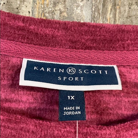 KAREN SCOTT Women's Long Sleeve Spacedye Microfleece Top Size 1X In Magenta - Picture 3 of 6